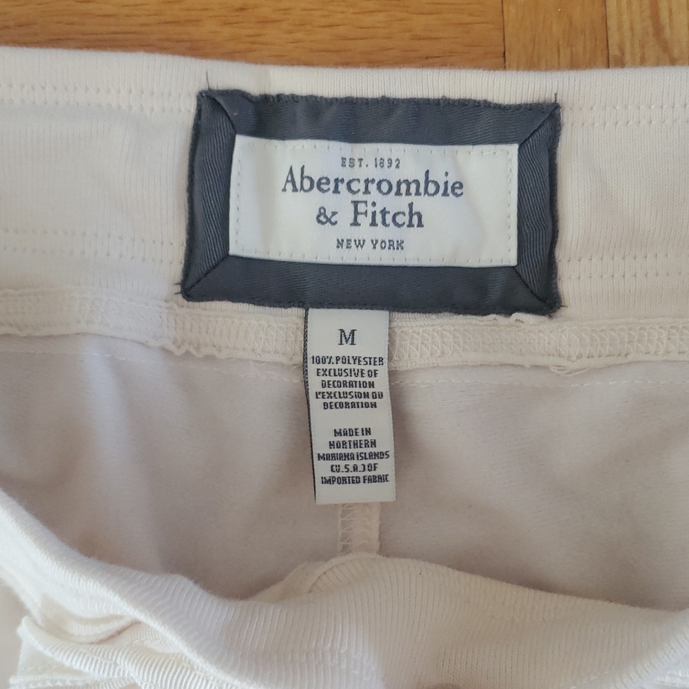 90s Abercrombie & Fitch Cream Wide Leg Track Pants Sweatpants M - Picture 8 of 11